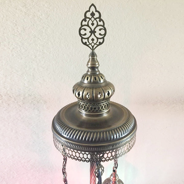 Woodymood Stunning Handmade Turkish, Handmade Oven Glass Floor Lamp with Brass&Glass 3 Ball-Multi Color