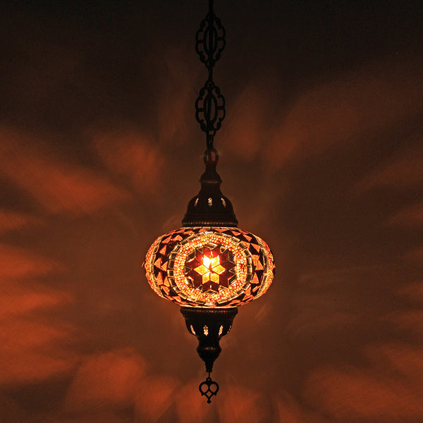 Woodymood Ceiling Mosaic Lamp 6.5" 1 Ball -Flower Amber