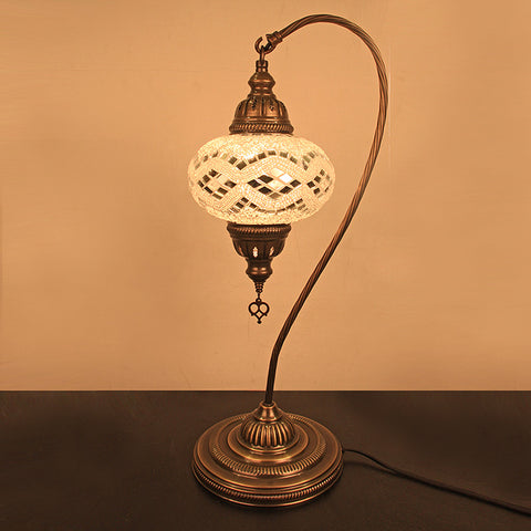 Woodymood Mosaic Swan Neck Table Lamp Medium-White