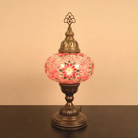 Woodymood Mosaic Table Lamp 6.5" 1 Ball-Star Red