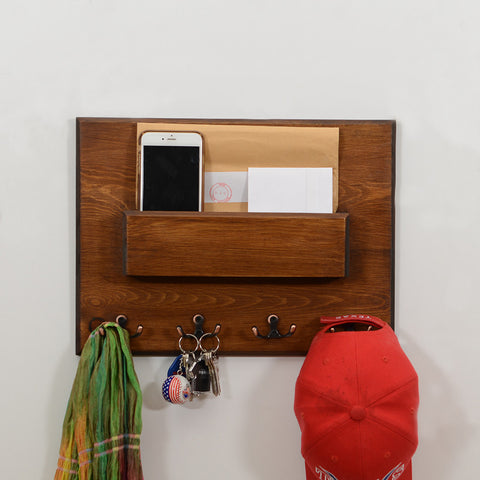 Woodymood Modern Style Wall Organizer Shelf-Dark Hazelnut