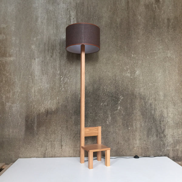 Woodymood Chair Floor Lamp-Brown