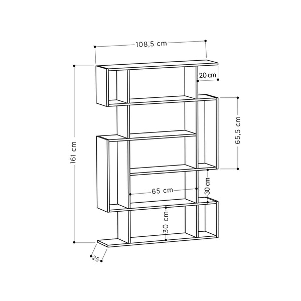 Mito Bookcase, 6 Tier Modern Bookcase Display Unit