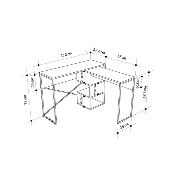 BADAU Multi Purpose Working Table, Computer Desk with 3 Tiers Storage