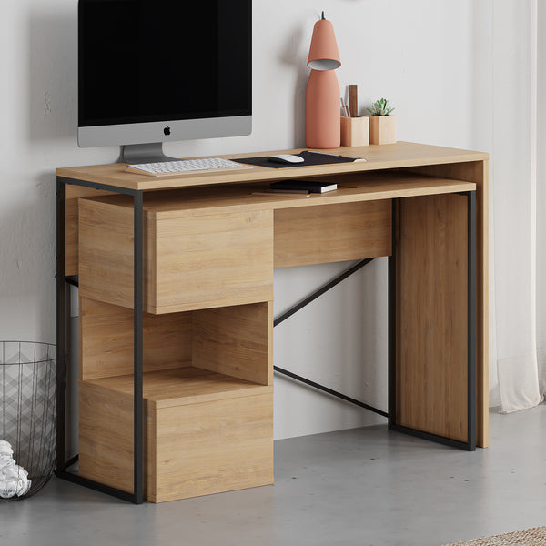 BADAU Multi Purpose Working Table, Computer Desk with 3 Tiers Storage
