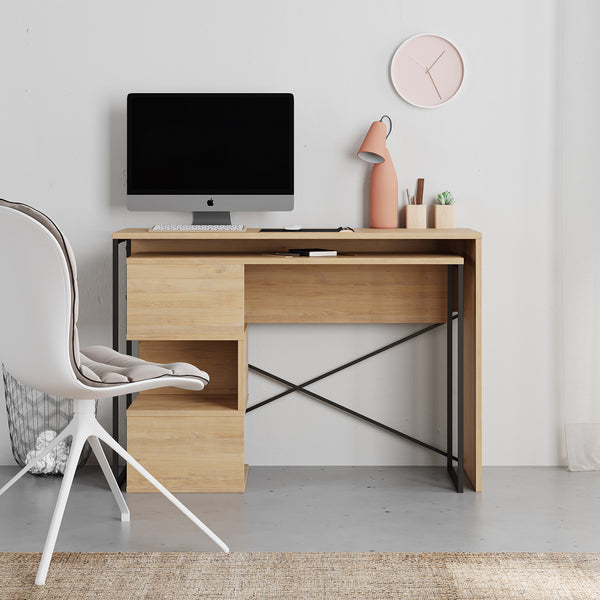 BADAU Multi Purpose Working Table, Computer Desk with 3 Tiers Storage