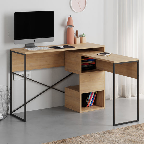 BADAU Multi Purpose Working Table, Computer Desk with 3 Tiers Storage