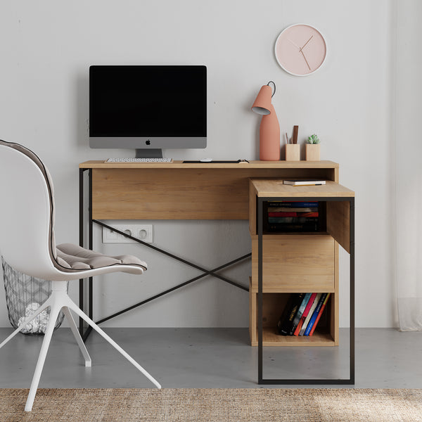 BADAU Multi Purpose Working Table, Computer Desk with 3 Tiers Storage