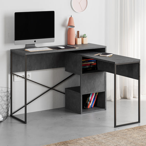BADAU Multi Purpose Working Table, Computer Desk with 3 Tiers Storage
