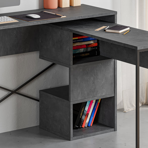 BADAU Multi Purpose Working Table, Computer Desk with 3 Tiers Storage