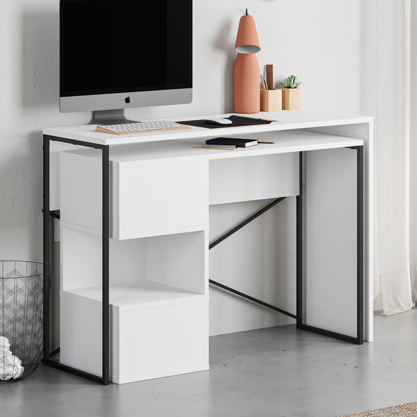 BADAU Multi Purpose Working Table, Computer Desk with 3 Tiers Storage