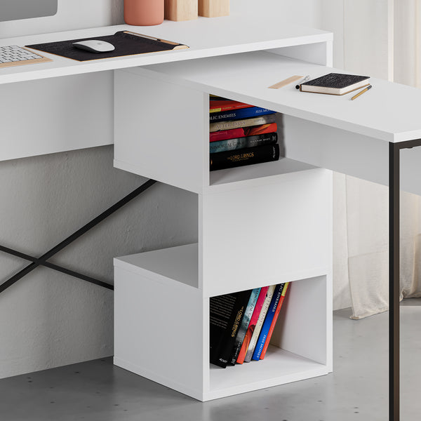 BADAU Multi Purpose Working Table, Computer Desk with 3 Tiers Storage