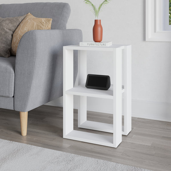 Nightstand Table Bedside , Nightstand Organizer, End Table for Living Room-White