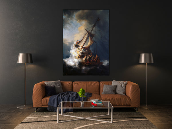 The Storm on the Sea Canvas Wall Art Print, The Storm on the Sea of Galilee Wall Art Decor, Galilee Wall Decor, Rembrandt Famous Painter Art.