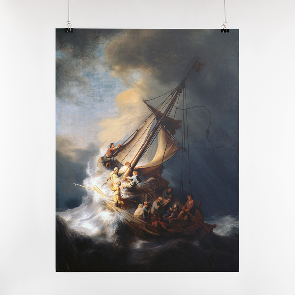 The Storm on the Sea Canvas Wall Art Print, The Storm on the Sea of Galilee Wall Art Decor, Galilee Wall Decor, Rembrandt Famous Painter Art.