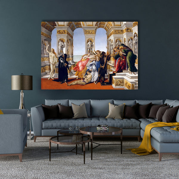 The Calumny of Apelles (1494-95) by Sandro Botticelli Canvas Wall Art, Poster Wall Art, Giclee Wall Art Decor.