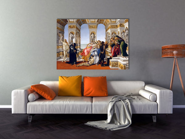 The Calumny of Apelles (1494-95) by Sandro Botticelli Canvas Wall Art, Poster Wall Art, Giclee Wall Art Decor.