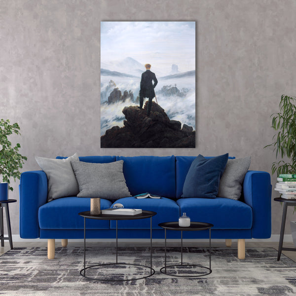 Caspar David Friedrich, Wanderer above the Sea of Fog Canvas Wall Art, European landscape painting Poster, Art lover Wall Art for Gift