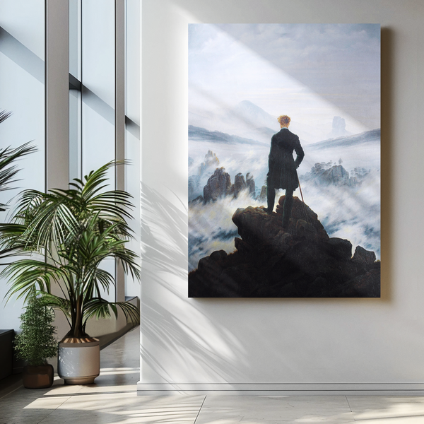 Caspar David Friedrich, Wanderer above the Sea of Fog Canvas Wall Art, European landscape painting Poster, Art lover Wall Art for Gift