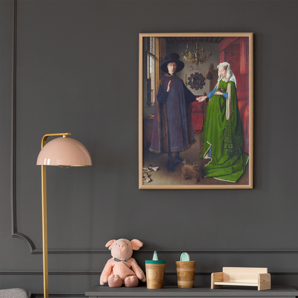 Jan Van Eyck - Arnolfini Portrait and His Wife (1434) Canvas Wall Art, Jan Van Eyck Poster Print, Antique Famous Realist Wall Art Print,
