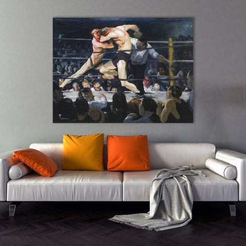 Stag at Sharkey’s by George Bellows Canvas Wall Art, Boxers: Stag at Sharkey’s Poster Print Fine Art, Living Room Wall Art, Housewarming Gift