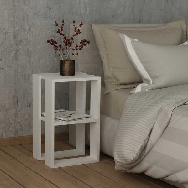 Nightstand Table Bedside , Nightstand Organizer, End Table for Living Room-White