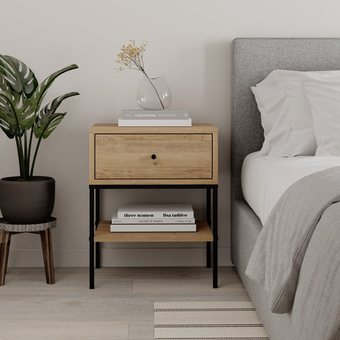Lisa Nightstand 1 Drawer 1 Hatch - SAPPHIRE OAK