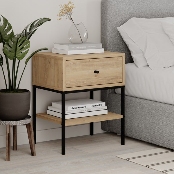 Lisa Nightstand 1 Drawer 1 Hatch - SAPPHIRE OAK