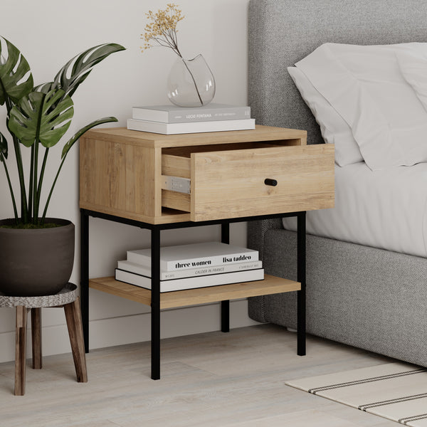 Lisa Nightstand 1 Drawer 1 Hatch - SAPPHIRE OAK