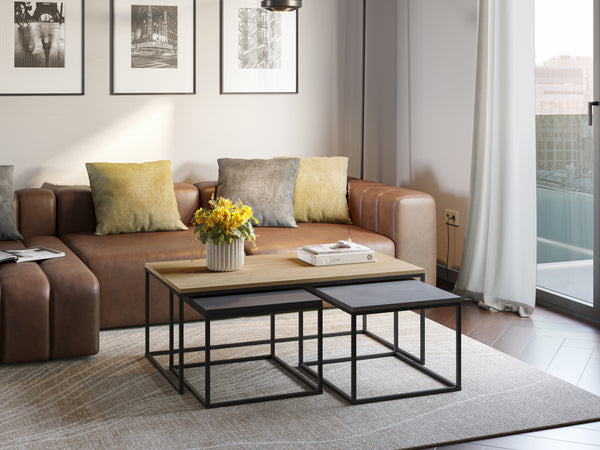 CAMELIA Coffe Table Set, 3 Pieces Coffee Table for Living Room