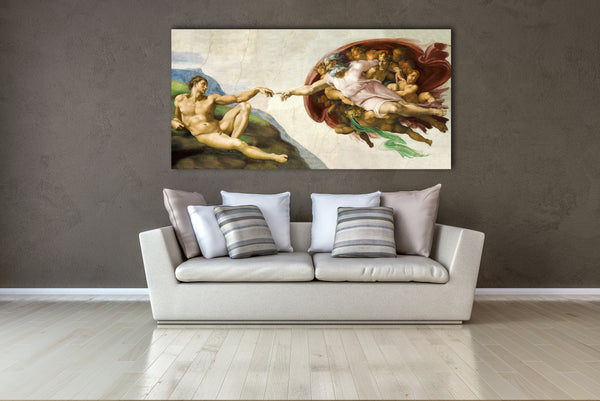 The Creation of Adam by Michelangelo Canvas Wall Art, Repreduction Poster, Renaissance Famous Painter Wall Art