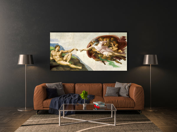 The Creation of Adam by Michelangelo Canvas Wall Art, Repreduction Poster, Renaissance Famous Painter Wall Art