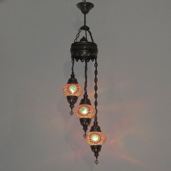 Woodymood Ceiling Spiral Mosaic Lamp 3 Ball-Flame