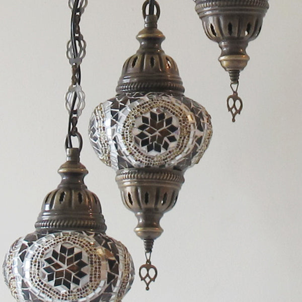 Woodymood Ceiling Spiral Mosaic Lamp 3 Ball-Flower Amber