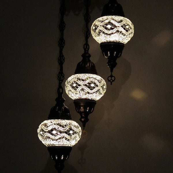 Woodymood Ceiling Spiral Mosaic Lamp 3 Ball-White