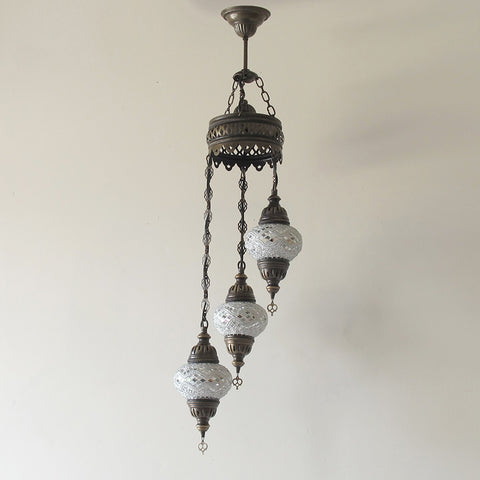 Woodymood Ceiling Spiral Mosaic Lamp 3 Ball-White