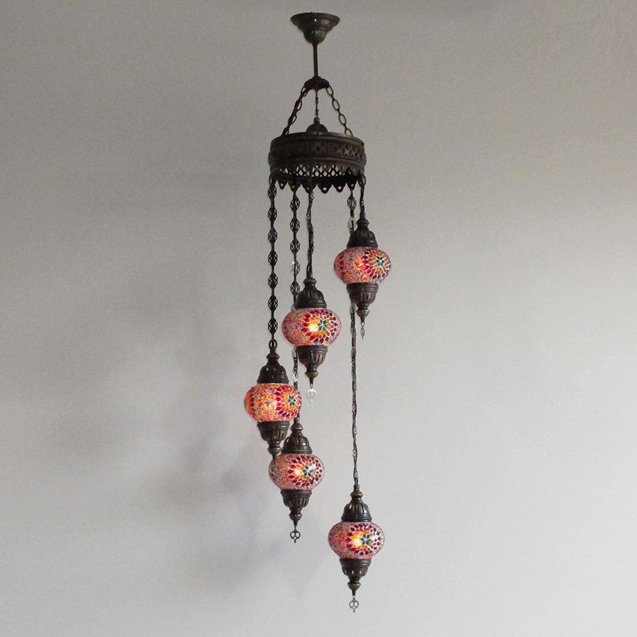 Woodymood Ceiling Spiral Mosaic Lamp 5 Ball-Flame