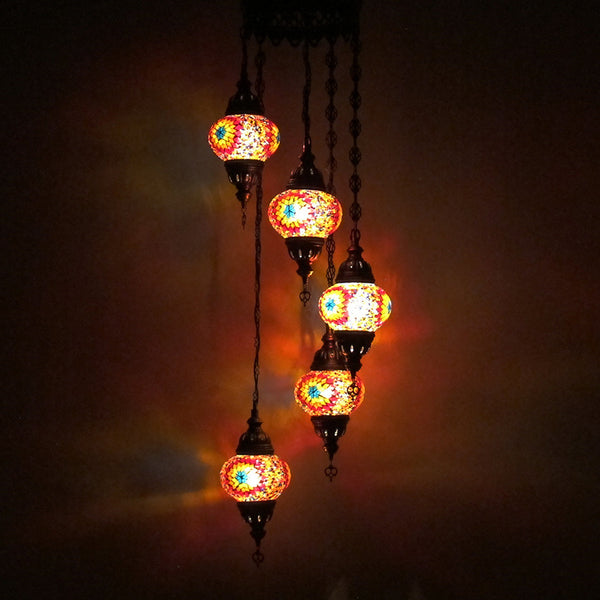 Woodymood Ceiling Spiral Mosaic Lamp 5 Ball-Flame