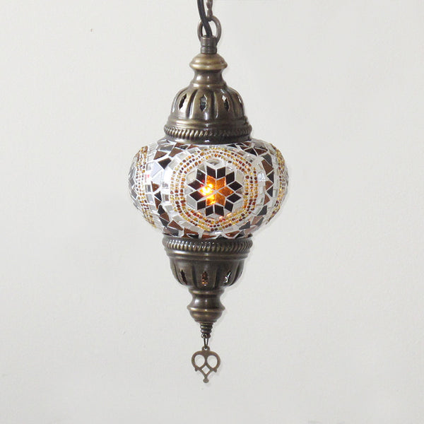 Woodymood Ceiling Spiral Mosaic Lamp 5 Ball-Flower Amber
