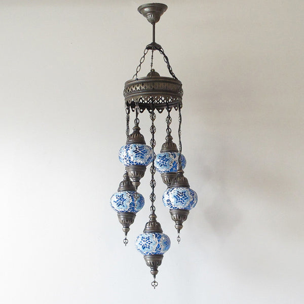 Woodymood Ceiling Mosaic Lamp 5 Ball-Star Turquoise