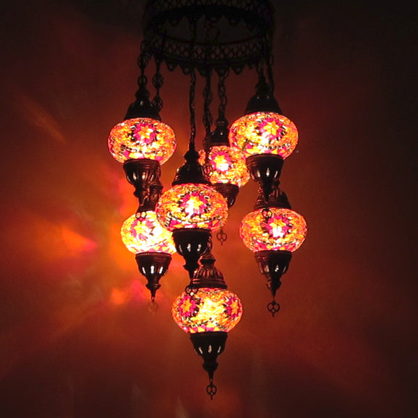 Woodymood Ceiling Mosaic Lamp 7 Ball-Star Red