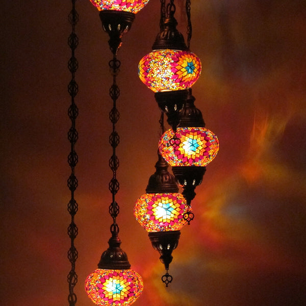 Woodymood Ceiling Spiral Mosaic Lamp 7 Ball-Flame