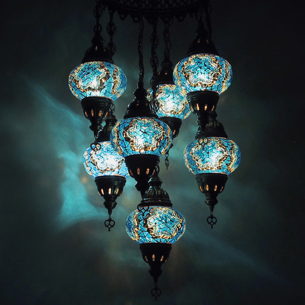 Woodymood Ceiling Mosaic Lamp 7 Ball-Star Turquoise