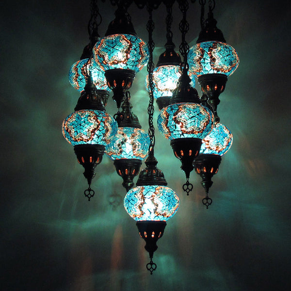 Woodymood Ceiling Mosaic Lamp 9 Ball-Star Turquoise