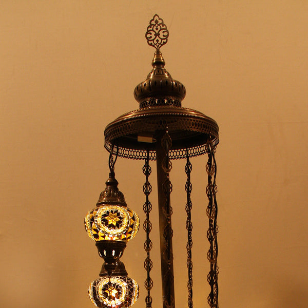 Woodymood Floor Mosaic Lamp 7 Ball-Flower Amber