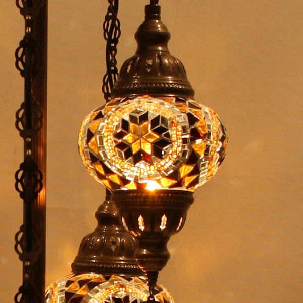 Woodymood Floor Mosaic Lamp 5 Ball-Flower Amber