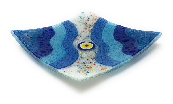 Evil eyes glass plate, Service plate, Fusion art plate