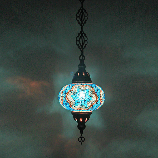 Woodymood Ceiling Mosaic Lamp 6.5" 1 Ball - Star Turquoise