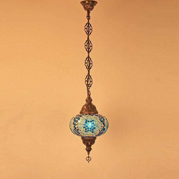 Woodymood Ceiling Mosaic Lamp 6.7'' 1 Ball - Star Turquoise