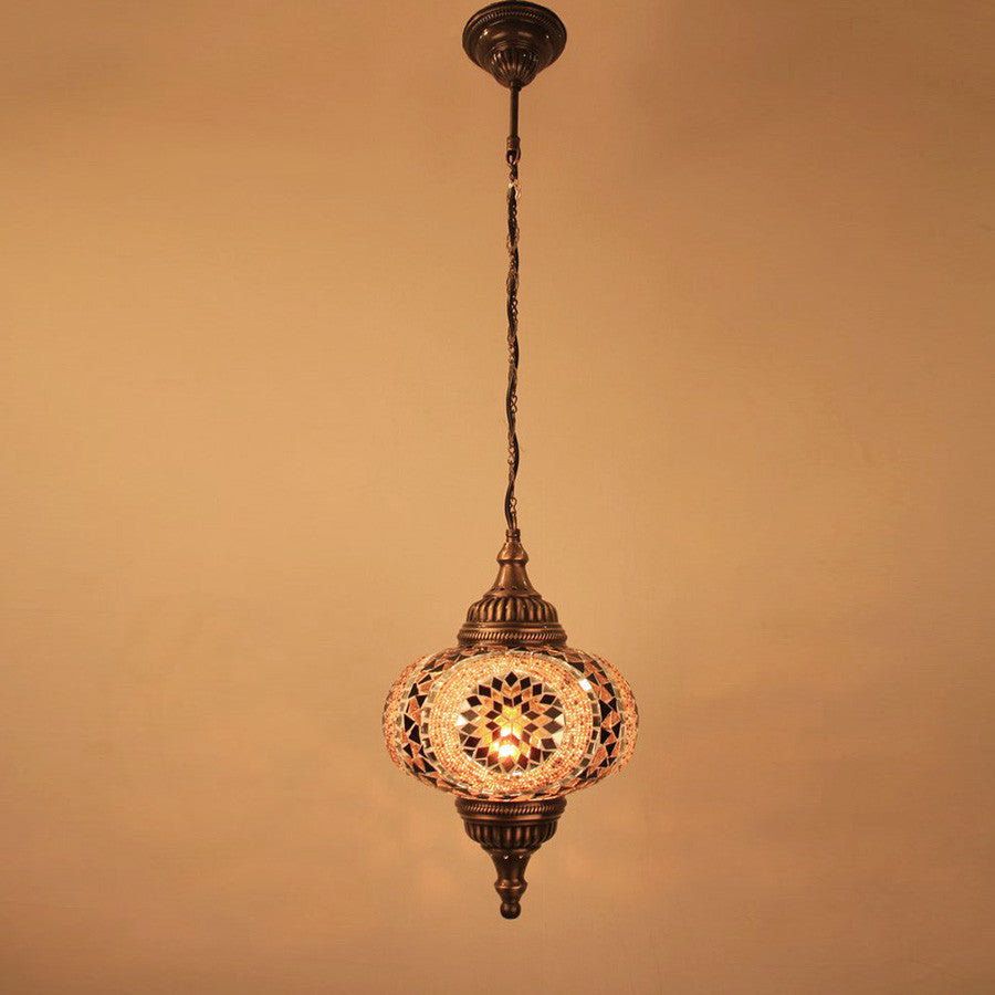 Woodymood Ceiling Mosaic Lamp 9" 1 Ball - Flower Amber